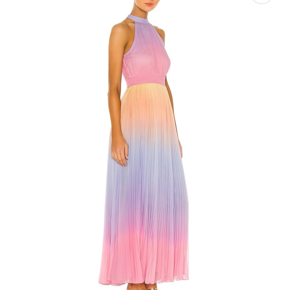 Rococo Sand Ombre Pleated Halter Maxi Dress - Picture 2 of 4